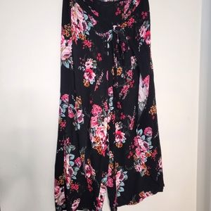 Floral Pants with elastic/ tie waist